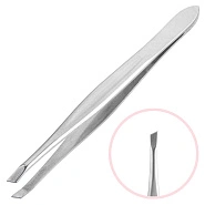 Пинцет для бровей скошенный серебро 