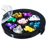 Цветочки пластиковые с отверстием для страз в карусельке, 90шт.