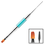 Кисть для PolyGel овальная с лопаткой, в тубе 