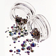 Стразы стеклянные с гарнями Микс размеров в баночке