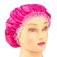 Шапочка для душа виниловая с кружевной каймой